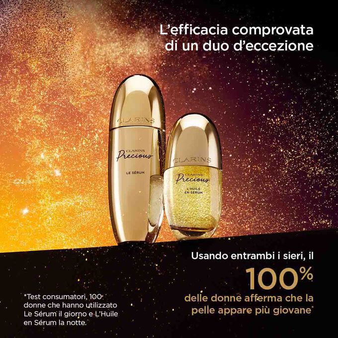Immagine di La Cr&egrave;me e Le S&eacute;rum che mostra che l&rsquo;uso combinato dei due prodotti dona alla pelle un aspetto pi&ugrave; giovane