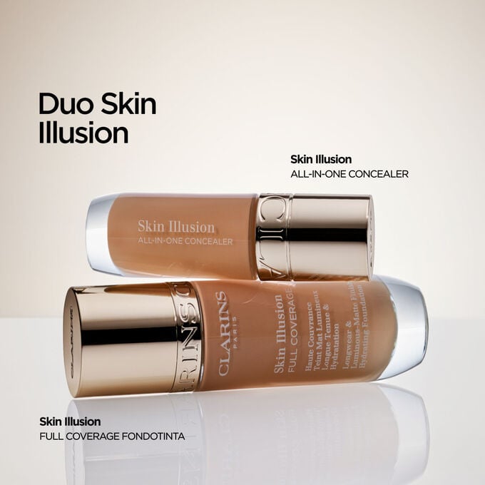 Duo Skin Illusion anti-imperfezioni con correttore All-in-One e fondotinta Full Coverage, per un incarnato perfetto e radioso
