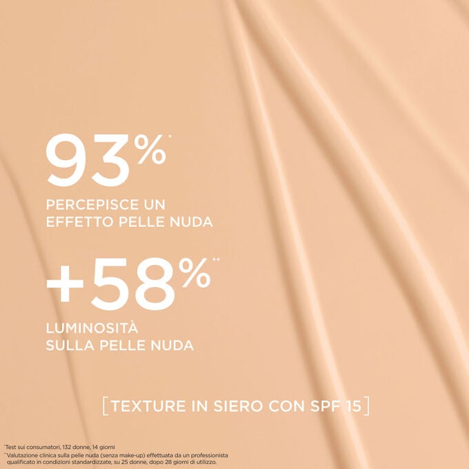 Questo fondotinta dalla texture simile a un siero dona un effetto naturale e luminosit&agrave; al 93% delle donne che l&rsquo;hanno provato.
