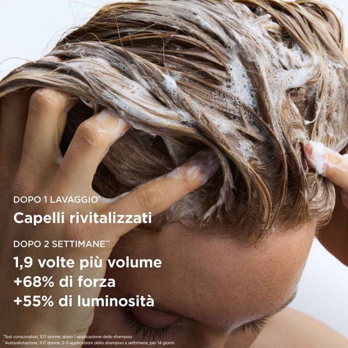 Shampoo volumizzante per capelli piatti: 68% di forza e lucentezza in pi&ugrave; dopo 2 settimane di lavaggio