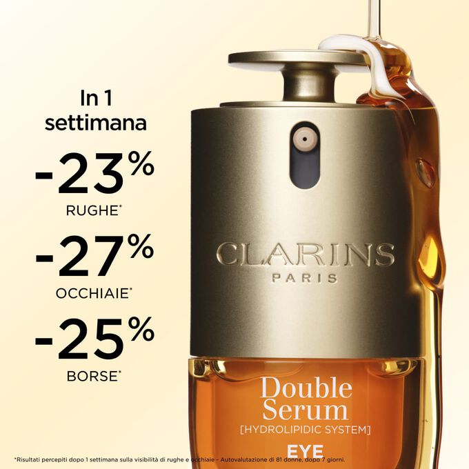 Risultati del siero contorno occhi Double Serum in 1 settimana: riduzione di rughe, occhiaie e gonfiori per uno sguardo pi&ugrave; giovane.