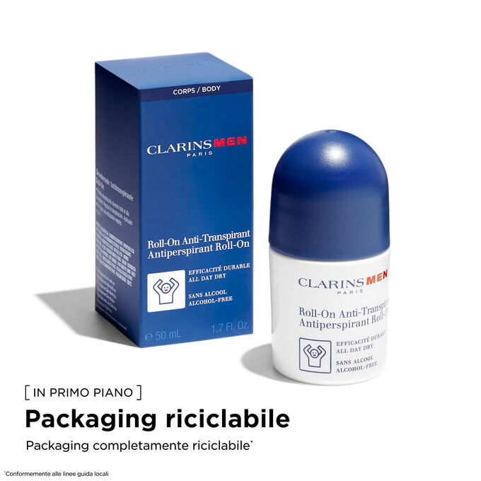Il deodorante da uomo &egrave; contenuto in un packaging circolare realizzato con materiali completamente riciclabili, in linea con i nostri obiettivi di sostenibilit&agrave;.