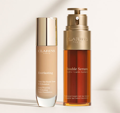 Packshot Prodotto Everlasting accanto al prodotto Double Serum