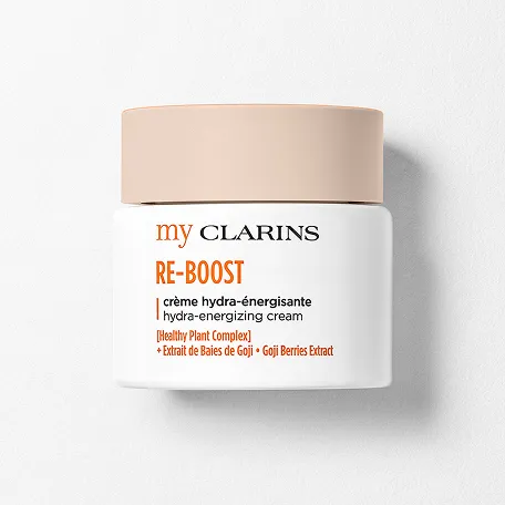 Packshot di My Clarins RE-BOOST crema idratante energizzante, che aiuta a preservare l’aspetto sano della pelle