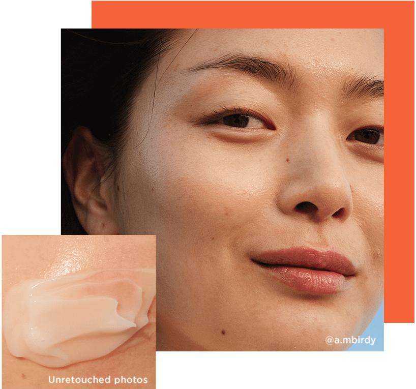 Sfondo arancione, Modella pelle mista, Texture maschera sulla pelle Sfondo arancione, Modella pelle mista, Texture maschera sulla pelle