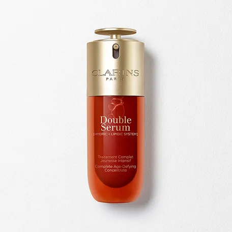 Packshot di Double Serum, che rassoda visibilmente la pelle esaltandone la luminosità