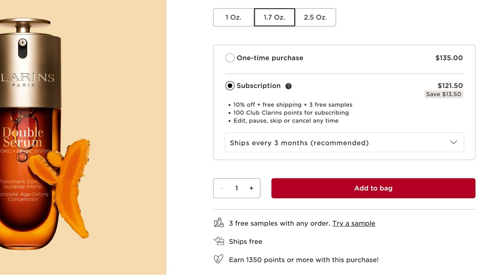 Opzione di abbonamento nella pagina dettagliata del prodotto