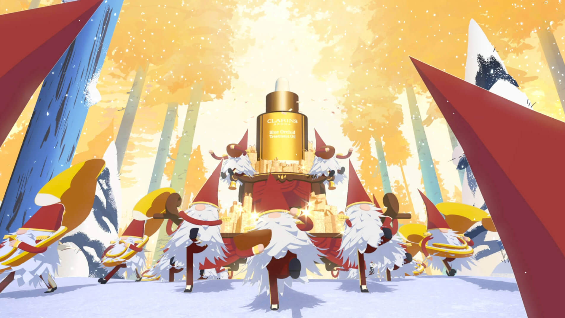 Illustrazione del film di Natale con pausa sulla parata degli elfi